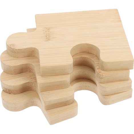 Ensemble 4 sous-verres en bois puzzle, dessous de tasses de bar en bois de hêtre résistant chaleur, sets de table pour tasses à café, cérémonie du thé (1/5)