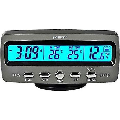 Thermomètre et alarme 4 en 1 pour voiture avec affichage numérique LCD, tension et température. (1/4)