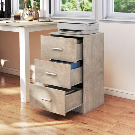 Caisson de Bureau Meuble de Rangement avec 3 Tiroirs pour Documents Lettre Dossiers et Documents Gris (1/3)