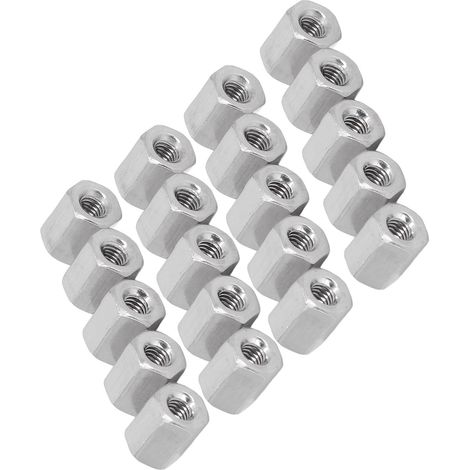 20 écrous de raccordement hexagonaux en acier inoxydable antirouille M4 x 0,78 L10 mm, 6 côtés, pour installation (1/5)