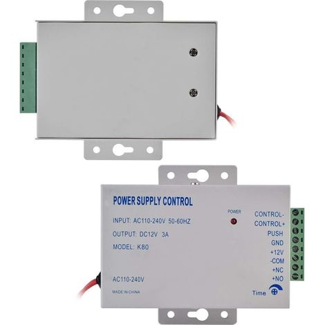Contrôleur d'alimentation, Alimentation de contrôle d'accès, entrée AC110 V-240 V vers Sortie DC 12 V 3 A 30 W pour système contrôle d'accès Porte, Serrure à gâche électrique (1/5)