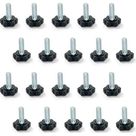 Emuca 2020305 Piedino a Vite Regolabili per Mobili, Zincato, M6 x 30mm, Set di 20 Pezzi (1/5)