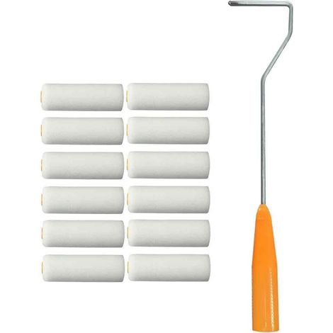 Roller Frame - 37 Cm - Pour Rouleau De Peinture 4 Pouces - Sans Manche - 1 Pièce + 12 Recharges En Microfibre - Par Lot