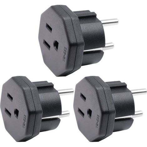 Adattatore da spina maschio US/JP/CA a spina femmina EU/DE/FR/IT/ES, spina maschio US/CA/JP per dispositivi elettronici, adattatore femmina EU a 2 pin (3 pezzi, nero) (1/5)