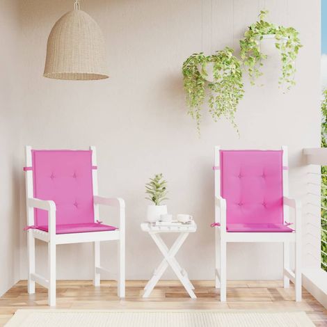 Coussins de chaise,Rembourrés pour chaise à dossier bas lot de 2 rose tissu BGT77267 (1/5)