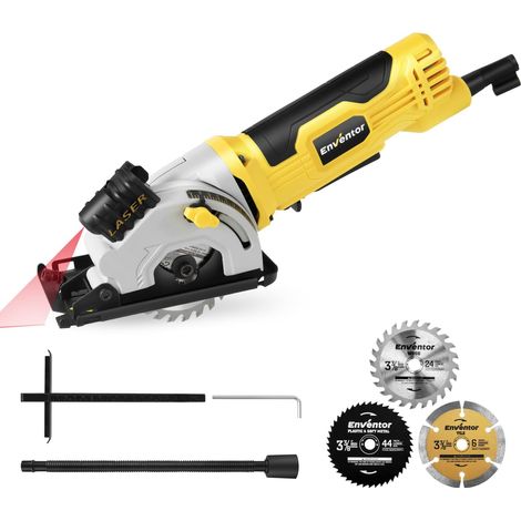 Mini scie circulaire avec guidage laser, 580W, coupe 27mm  4000RPM, 3 Lames 85mm (24T (1/5)