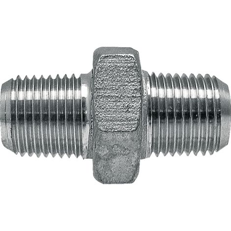 Raccordo doppio, filettatura esterna da 1 1/2" in acciaio inox per linea di irrigazione a goccia