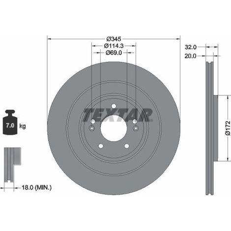 Lot de 2 Disques de frein TEXTAR 92349403 GENESIS 58411GI100