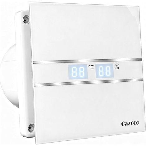 Ventilateur de salle de bain avec capteur d'humidité - 100 mm - Avec minuterie de retardement - Silencieux - 31 dB - 115 m³/h - Pour montage mural/fenêtre - Blanc (1/5)