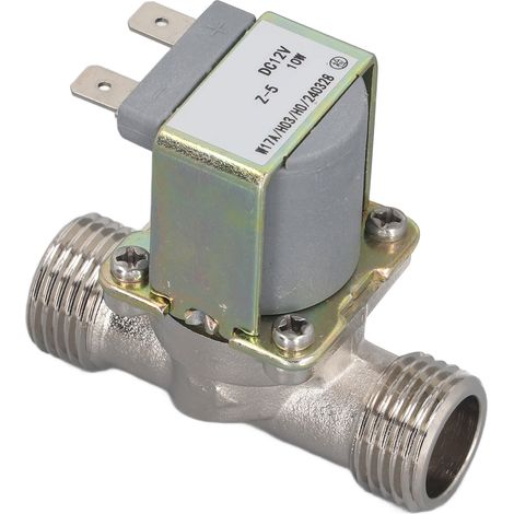 Électrovanne 12V CC filetage G1/2 pouce, robinet de vidange d'eau haute température pour distributeur, lave-linge et lave-vaisselle (1/5)