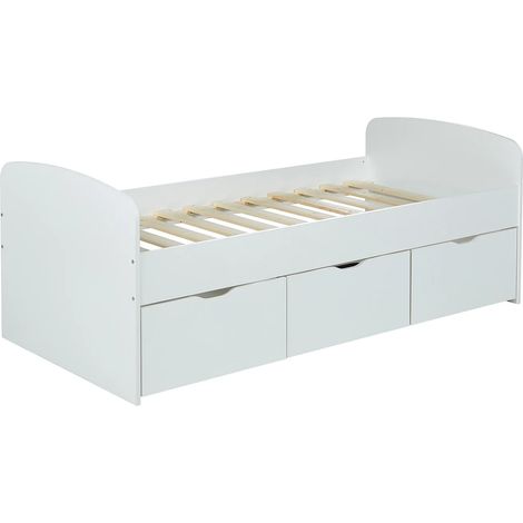 Letto con 2 cassetti e 1 vano portaoggetti 90 x 190 cm Bianco - LOUANE (1/5)