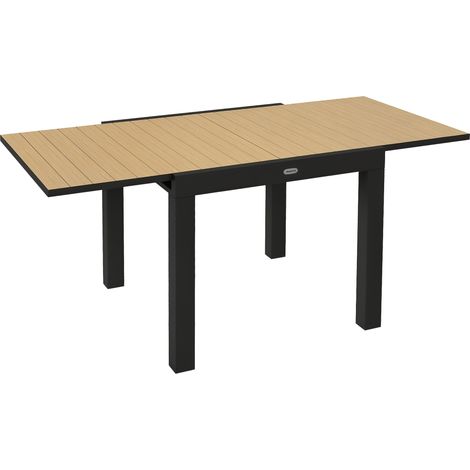 Tavolo da Giardino Allungabile per 4-6 Persone con Piano a Doghe, in Alluminio, 81/162x80x75 cm, Giallo