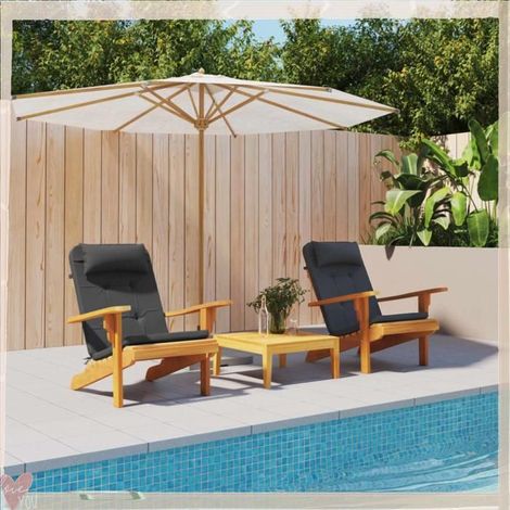 361837 Coussins de chaise adirondack lot de 2 noir tissu oxford (1/5)