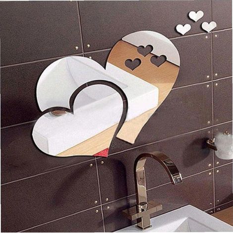 Lntyq Miroir en Forme De Coeur Miroir Acrylique Autocollant Adhésive Filles De Mirler De Mirlage Flexible Non Verie pour DIY Decor Mural (1/5)