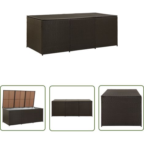 The Living Store Boîte de rangement de jardin résine tressée 180x90x70 cm marron - Coffre De Jardin - Rangement Extérieur - Boîte De Rangement - Meuble De Jardin - Résine Tressée (1/5)