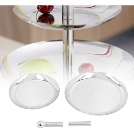 Doppelstöckiger Obstständer aus Edelstahl, zweistöckiger Kuchenständer, Buffetständer (1/5)