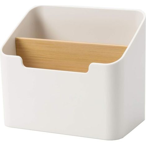 Boîte de rangement de bureau en bambou à double compartiment, style naturel (1/5)
