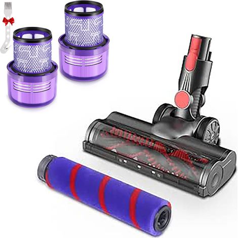 Bürsten und Filter für Dyson V7 V8 V10 V11 V15 SV12 SV14 SV15 SV17 SV22 – Weicher Rollenbürstenkopf mit LED und waschbaren HEPA-Filtern – Zubehör für Teppich-, Parkett- und Hartböden (2 Stück) (1/5)