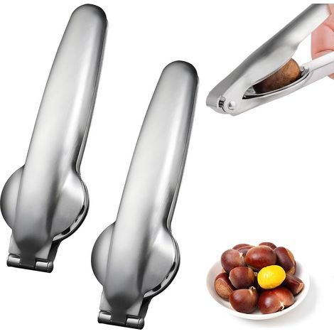 2 Pièces Coupe-Marons en Acier Inoxydable pour Châtaignes et Maronis - Casse-Noix, Pince à Maronis, Pince a Chataignes, Multifonctionnels Clip Rapide de Châtaigne Clip (1/5)