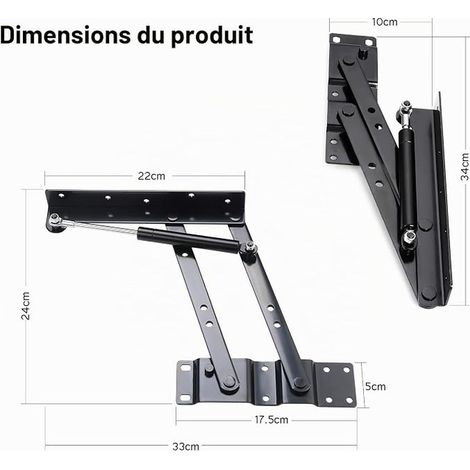 Coffee Table Lift Mechanisms - 1 Pair of Furniture Spring Hinges - Coffee Table Hardware with Lift Support (1/4)