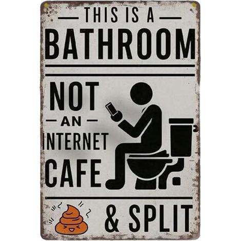 Plaque en Métal Vintage, ce N'est pas un Internet Café, C’est une Salle de Bain – Affiche Humoristique Murale, Décoration d’art Mural en Métal pour Maison, Ferme, WC et Toilettes (1/5)