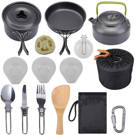 kit de cuisine de camping multifonction pour pique-nique, vaisselle antiadhésive ultralégère en alliage d'aluminium, accessoires de camping