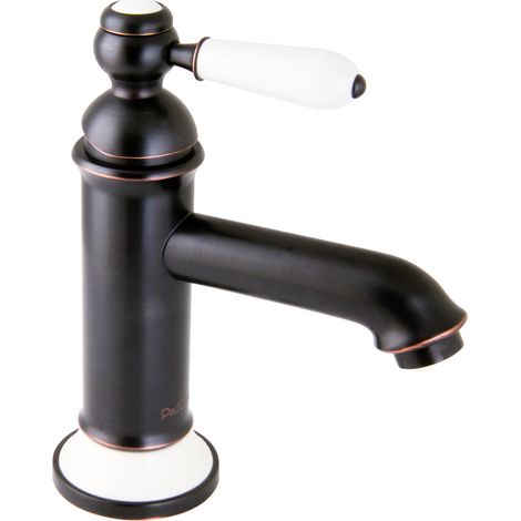 PaulGurkes schwarz Nostalgie Wasserhahn Einhandmischer Retro Waschtischbatterie (1/4)