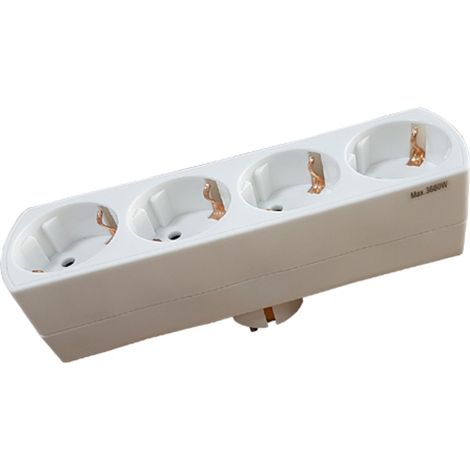 Adaptador cuadruple frontal 16A blanca