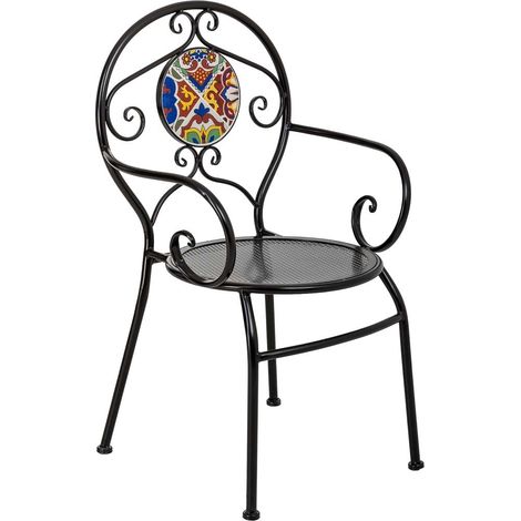 Sillón de mosaico y forja rojo 58x42x88h cm