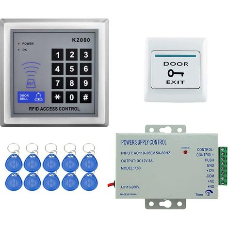 Kit Contrôle Accès Autonome - 125kHz RFID Clavier Code - 500 Utilisateurs - Avec Alimentation 12V Et Bouton Sortie (1/5)
