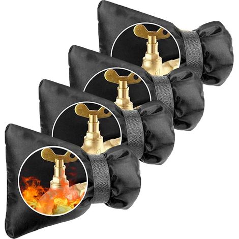 Lot de 4 Couvercle Antigel pour Robinet,Housse de Robinet d'Extérieur Housse de Robinet de Jardin Imperméable pour la Protection Contre Le Gel en Hiver, 22cm x 18cm Noir (1/5)