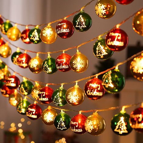 Guirlande lumineuse LED boules dorées de Noël, décoration de vitrine pour fête de Noël A9 (1/5)