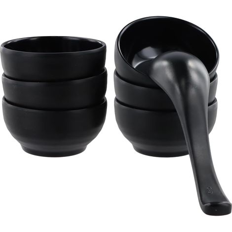Lot de 6 Bols à Sauce Soja en Céramique 90ml Petits Bols à Trempette avec une Cuillère pour Condiments, Sushis, Ketchup, Barbecue (1/5)