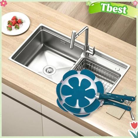 Tbest Protecteur de casserole Lot De 12 Protections En Feutre Pour Casseroles Et Poêles Séparateurs Pour mercerie kit Lac Bleu (1/5)
