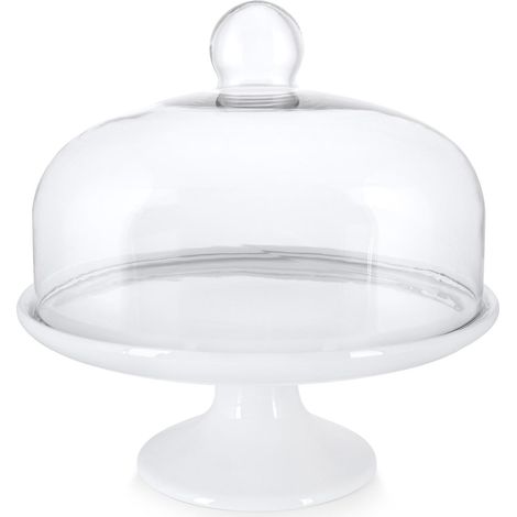 Plat avec abat-jour en acacia sur pied en porcelaine blanche duka 28 cm (1/3)