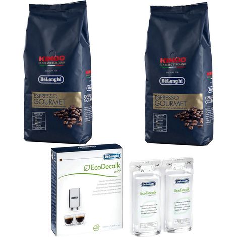 Ersatzteil - Set von 2 Paketen KIMBO Gourmet-Kaffeebohnen 1kg und 1 Entkalker -  - DELONGHI