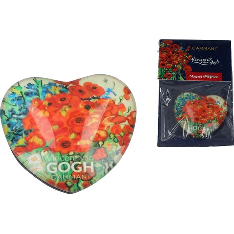 Carmani, imán de corazones - VAN gogh/Amapolas en un jarrón (1/3)