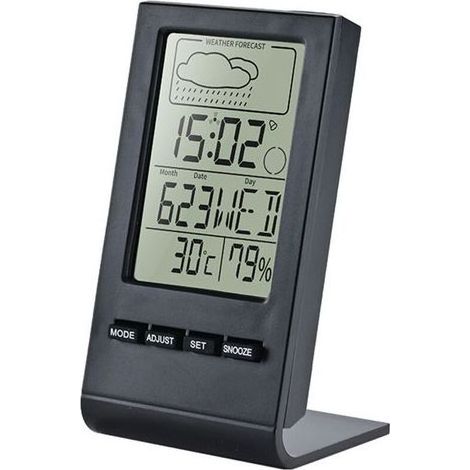 Wetterstation – Innen-/Außentemperatur und Luftfeuchtigkeit – Barometer und Hygrometer mit drahtlosem Sensor – 24-Stunden-Vorhersage – Hintergrundbeleuchtetes LCD-Display – 1 Haupteinheit + 1 Sensor (1/5)