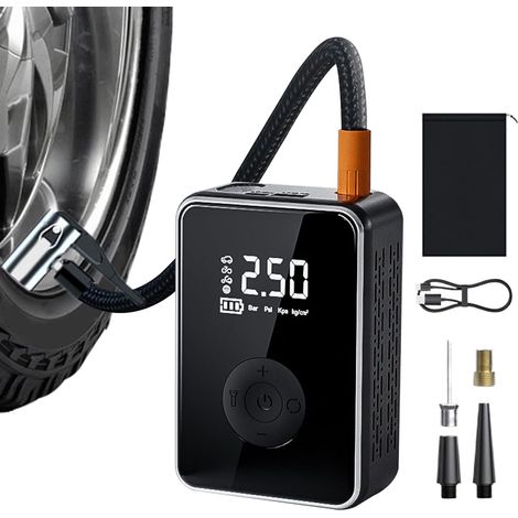 Gonfleur de Pneus Portable pour Voiture,Gonfleur sans Fil pour Moto avec Lumière Pompe À Pneus De Voiture Rechargeable avec Arrêt Automatique pour Automobile, Vélo, Moto, Voyage, Camion, SUV (1/5)
