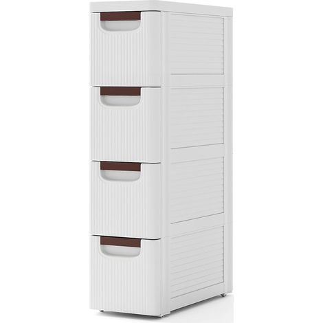 COSTWAY Mobile Bagno con 4 Cassetti, Mobiletto Bagno Salvaspazio con Ruote, Cassettiera in PP per Soggiorno, Bagno e Cucina, 42 x 19 x 74 cm (1/5)