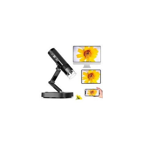 50X 1000X Microscope Numérique sans Fil USB, Microscopes Portatif à Main WiFi Microscope Électronique de Poche Éclairé par LED avec Caméra 1080P Support Réglable pour Enfants Adultes