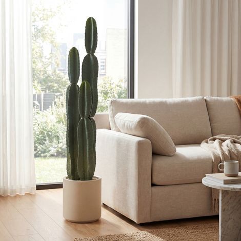 Cactus artificial grande, 111 cm, plantas artificiales en maceta para oficina o sala de estar. (1/5)
