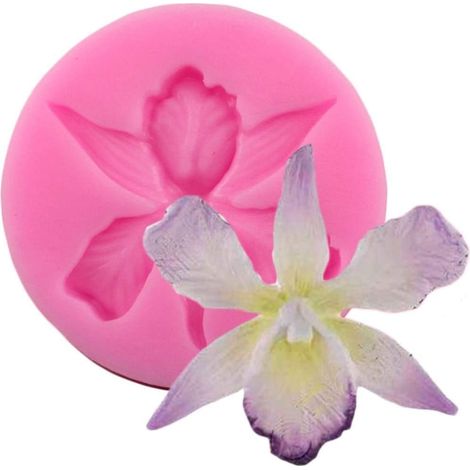 Moule en silicone miniature et mignon en forme d'orchidée (Cymbidium) pour la décoration de gâteaux, fondants, biscuits, bonbons durs et desserts en 3D.