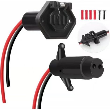 Fiche et prise etanches 12 V-24 V pour moteur de peche a la traine, connecteur a 2 fils de calibre 8, connexion rapide pour moteur electrique de bateau, facile a installer et a retirer (1/5)