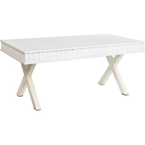 Table basse en bois de manguier/métal coloris blanc/doré - Longueur 140 x Profondeur 70 x Hauteur 42 cm -PEGANE- (1/5)