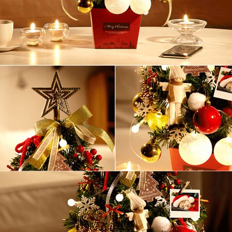 Mini sapin de Noël lumineux, sapin artificiel décoré, décoration de bureau, cadeau (1/5)