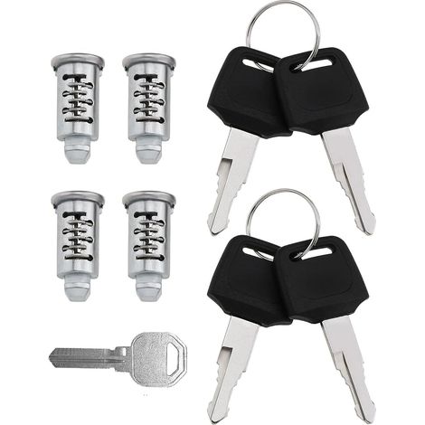 Set of 4 Silver Cylinder Lock Compatible with Security Locks, Roof Box Locks, Security Roof Rack Kit, for Security Roof Bars, Trunks and Bike Racks (1/5)