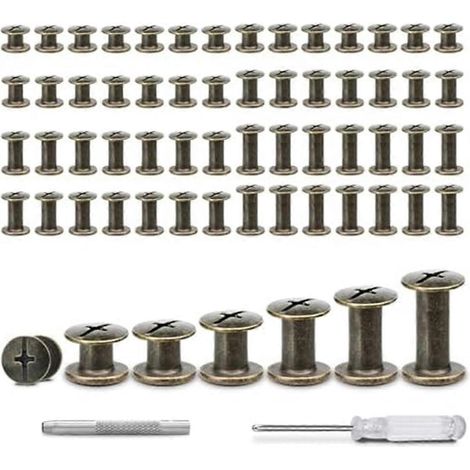 120 Sets Ledernieten Bindeschrauben Hardware Befestigungselemente A--