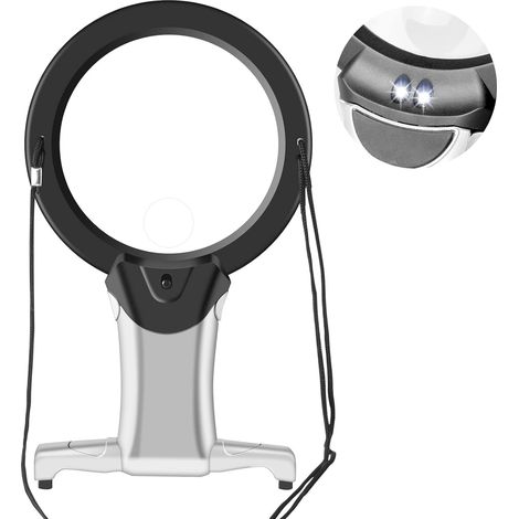 Leselupe, freihändige Bruststütze mit LED-Beleuchtung