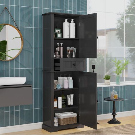 Mueble baño armario con cajón MDF 56x28x167,3 cm OKMYHOME (1/5)